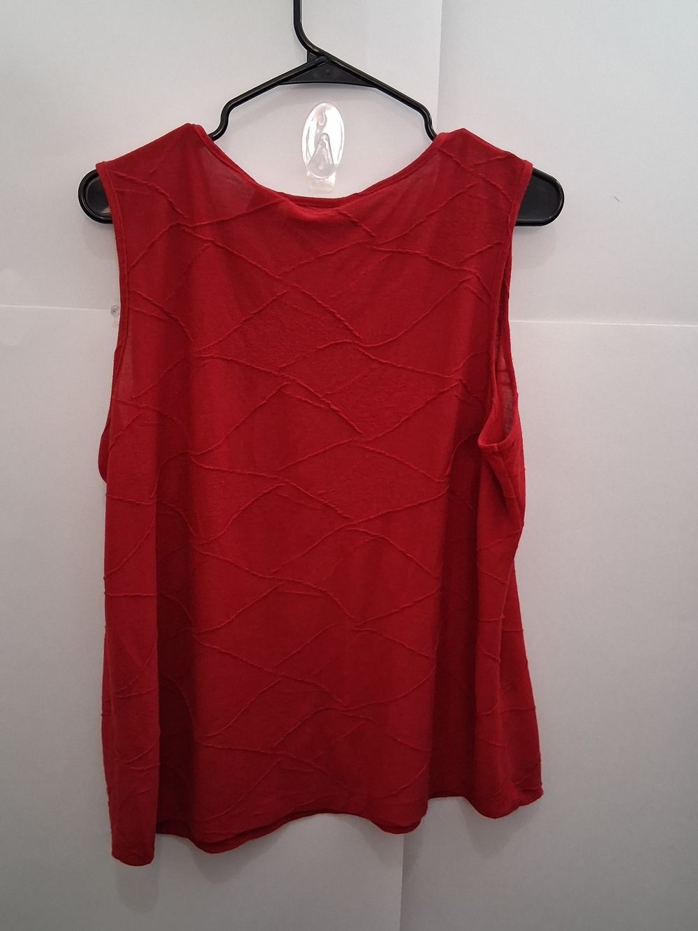 Chico's Ruby Red Sleeveless Textured Tank Top Size 3 Fit Large - Picture 2 of 5